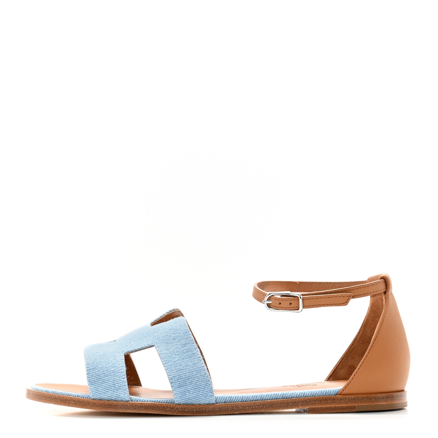 Hermes Denim Santorini Sandals 39 Bleu Clair 1 of 8