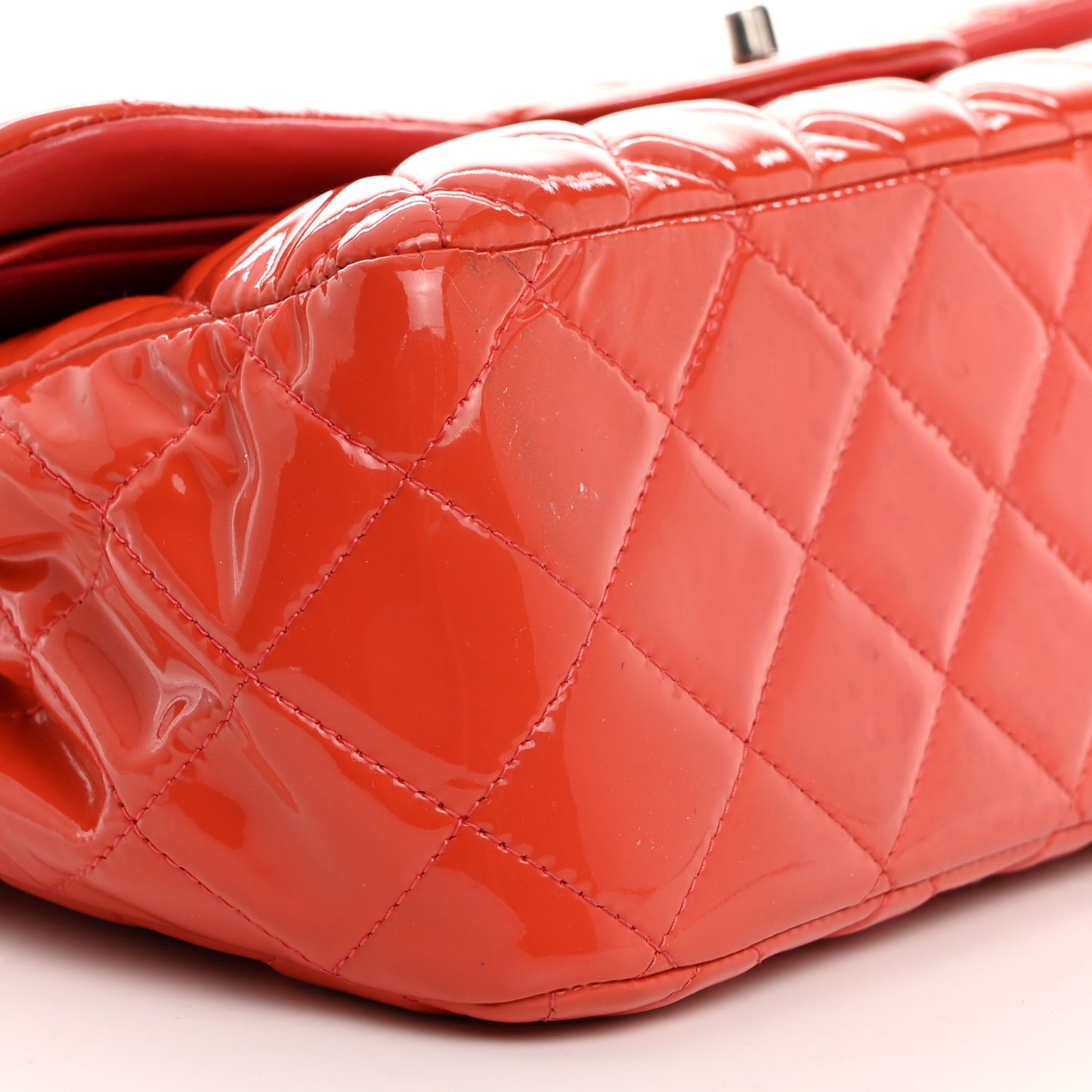 Patent Quilted Jumbo Double Flap Orange