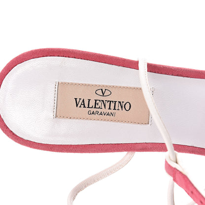 Valentino Garavani Suede Free Rockstud Crisscross Slingback 85mm Sandals 38 Shadow Pink Optic White 7 of 9