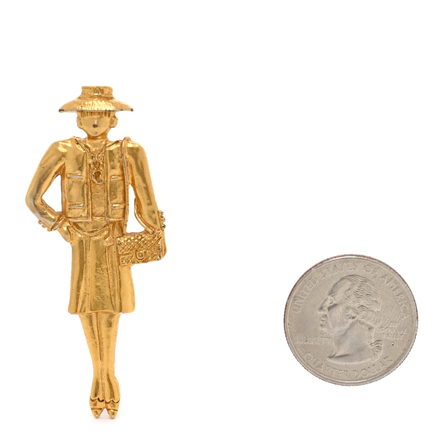 Chanel Coco Chanel Figurine Pin Brooch Gold 2 of 5