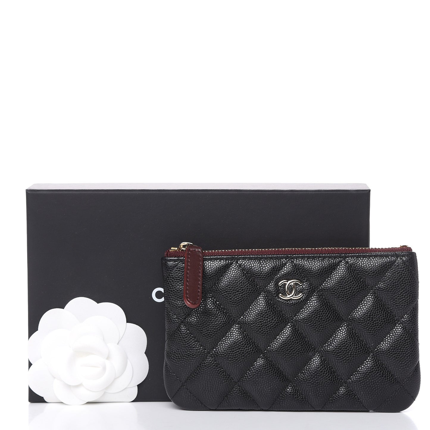 Caviar Quilted Small Cosmetic Case Black
