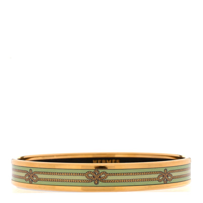 Hermes Enamel Printed Rope Narrow Bracelet 65 Green 1 of 5