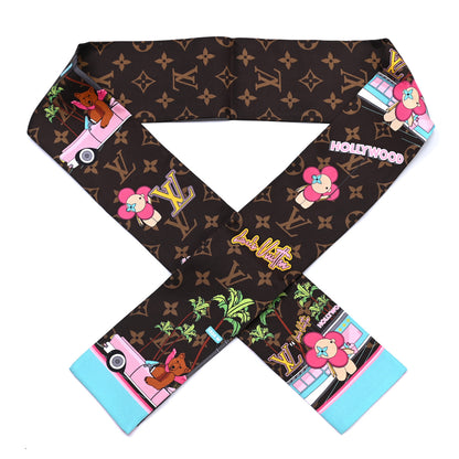 Louis Vuitton Silk Monogram 2021 Hollywood Christmas Animation Bandeau Marron 1 of 3