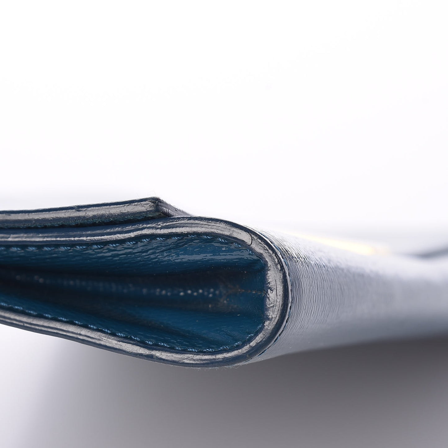Textured Patent Classic Y Ligne Clutch Blue
