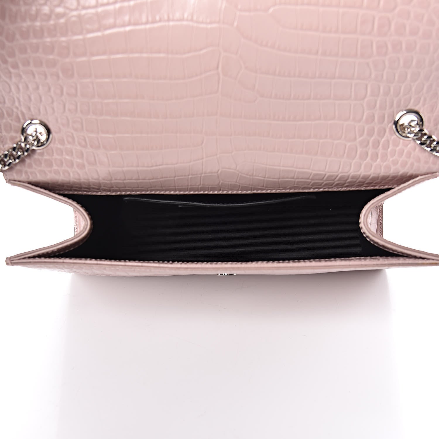 Saint Laurent Calfskin Crocodile Embossed Medium Classic Monogram Kate Tassel Satchel Powder Pink 5 of 11