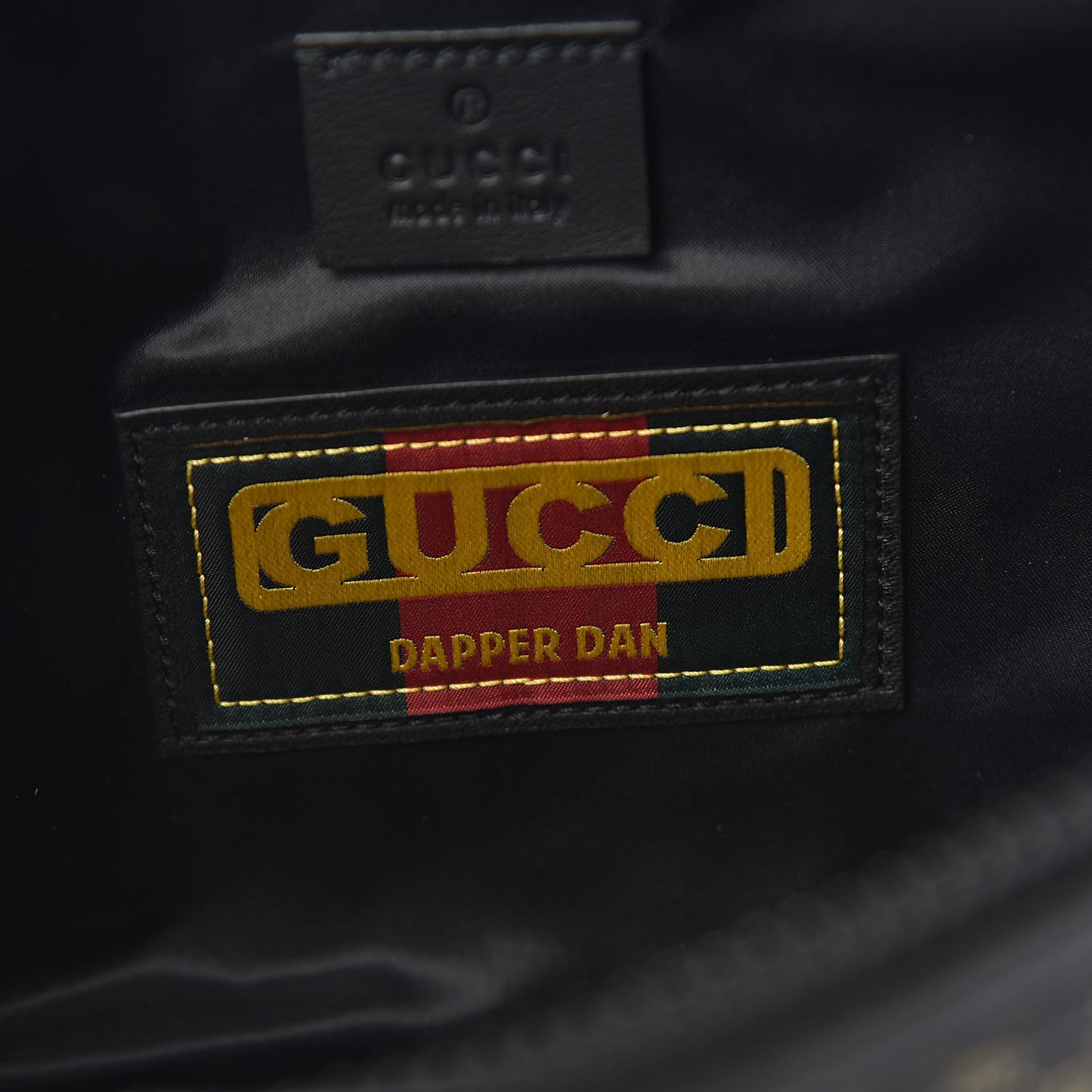 X DAPPER DAN Calfskin Laminated Ayers GG Micro Monogram Mens Belt Bag Black