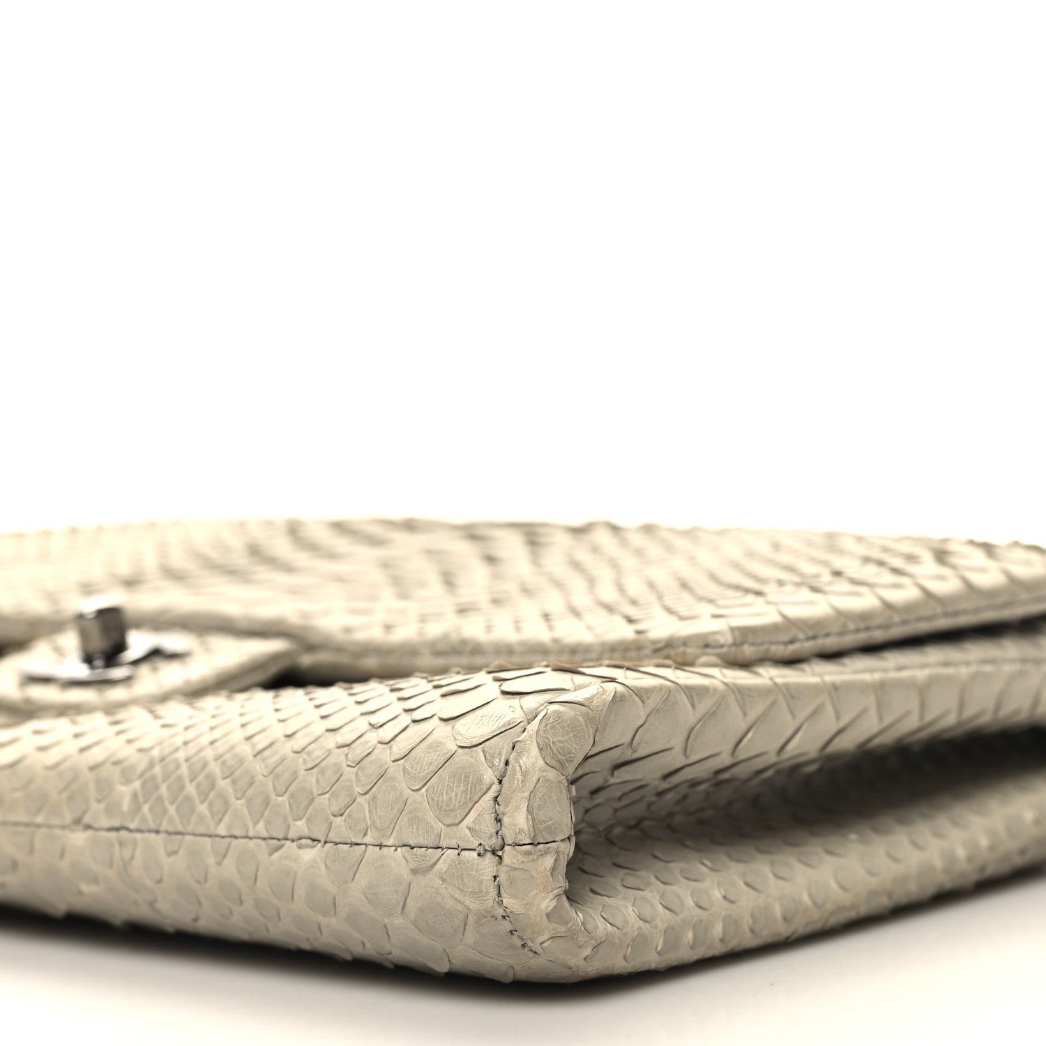 Chanel Snakeskin Clutch With Chain Flap Light Grey 10 of 13