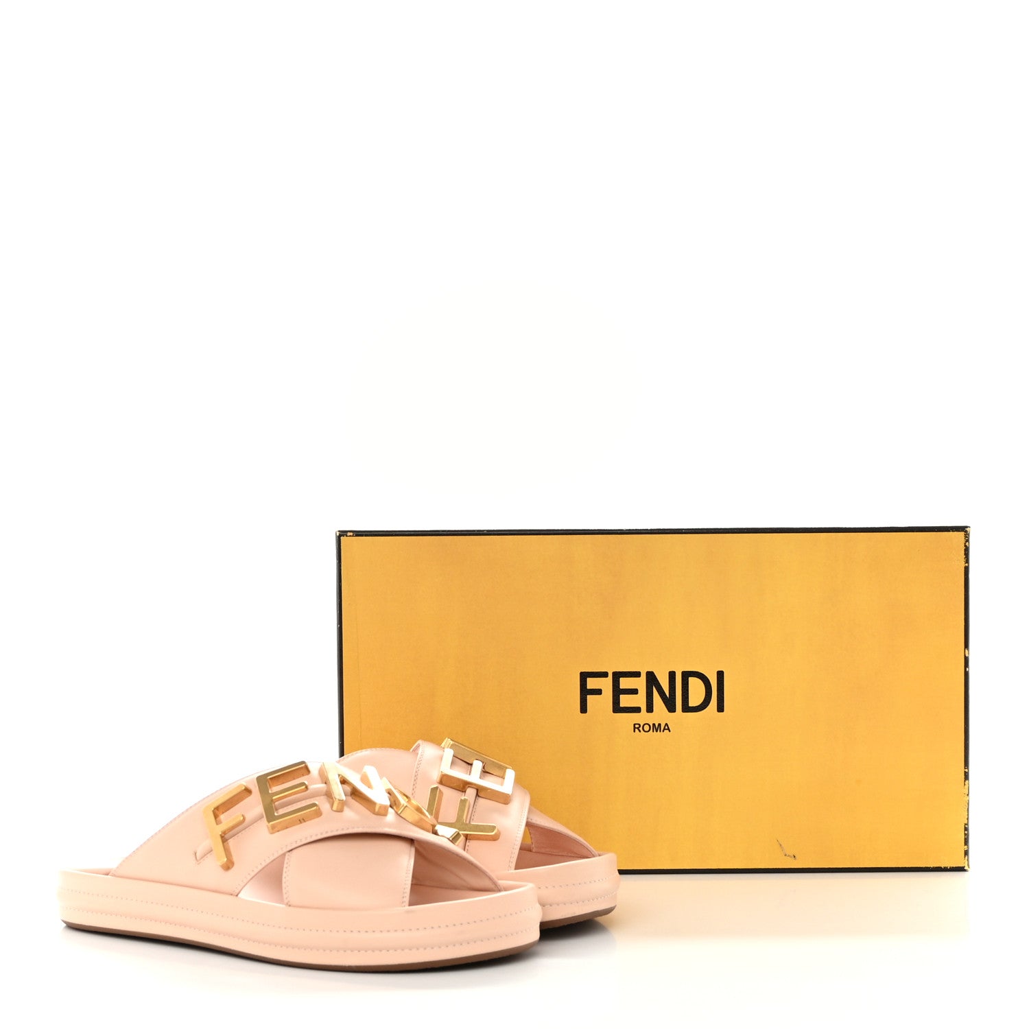 Fendi Vitello Womens Fendigraphy Slide Sandals 38 Light Rose 10 of 10
