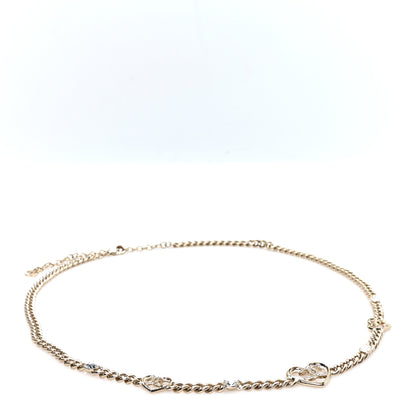 Chanel Metal Crystal CC Heart Chain Belt Light Gold 1 of 4