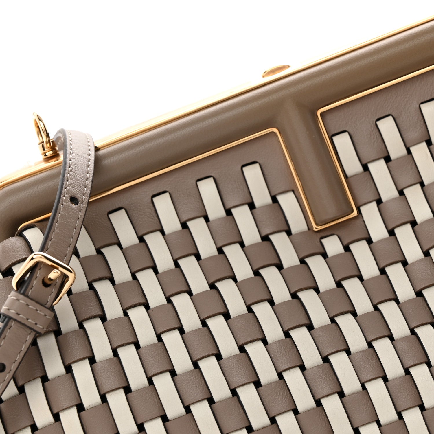 Fendi Vitello Grace Intreccio Nappa Small Fendi First Tortora White Rice 8 of 10