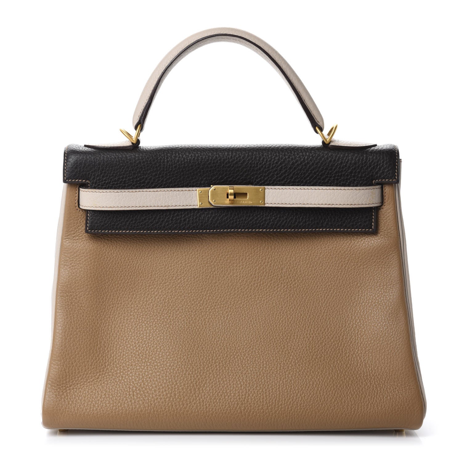 Hermes Togo Tri-Color Kelly Retourne 32 Tabac Camel Ebene Parchemin 1 of 10