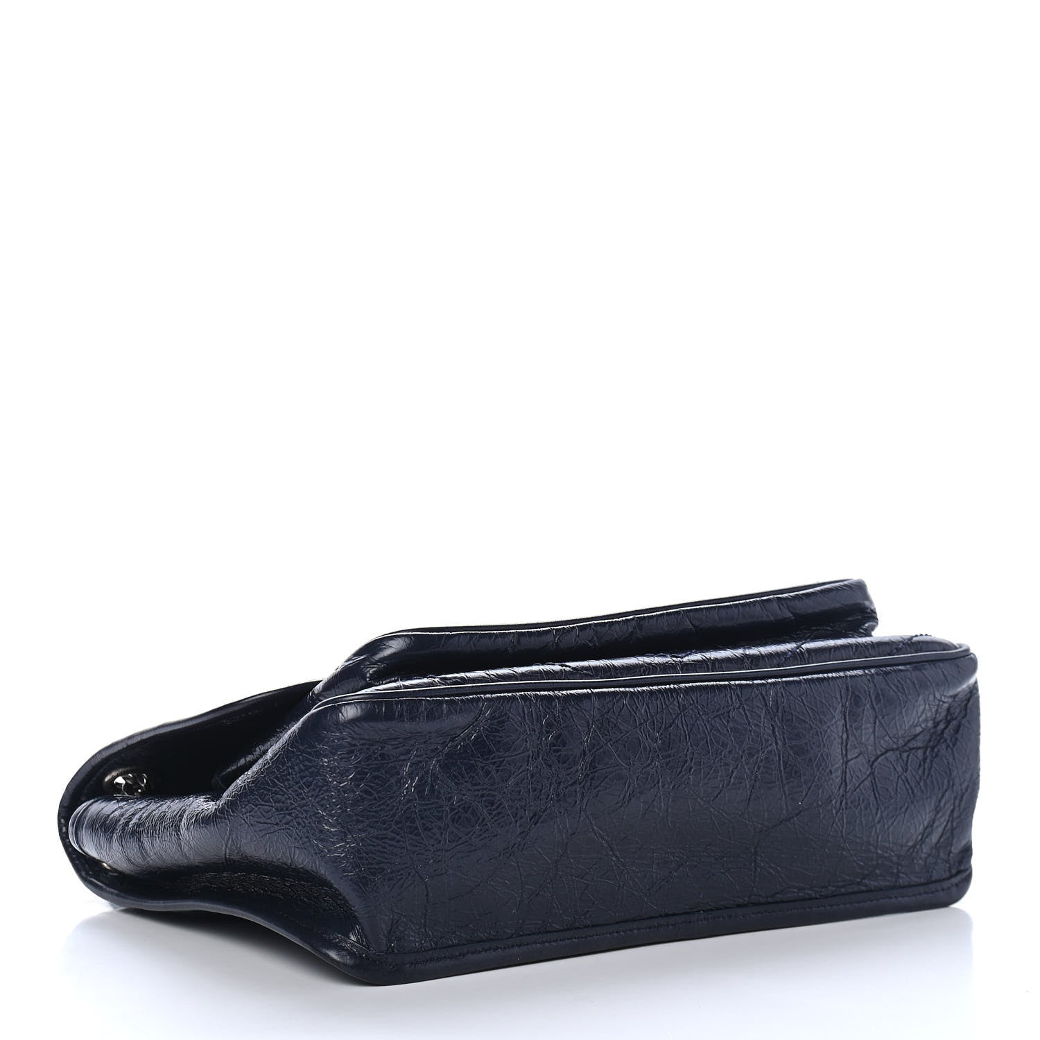 Saint Laurent Crinkled Calfskin Matelasse Monogram Medium Niki Chain Satchel Deep Marine 3 of 4