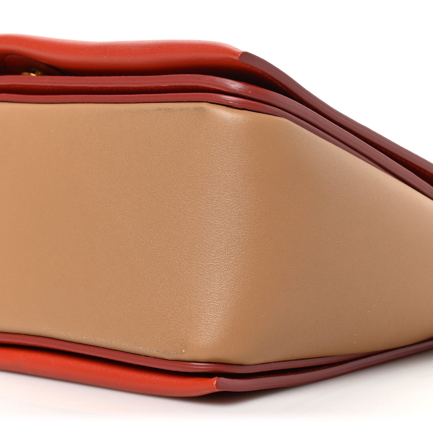 Shiny Smooth Calfskin Medium Frame Shoulder Bag Red Tan