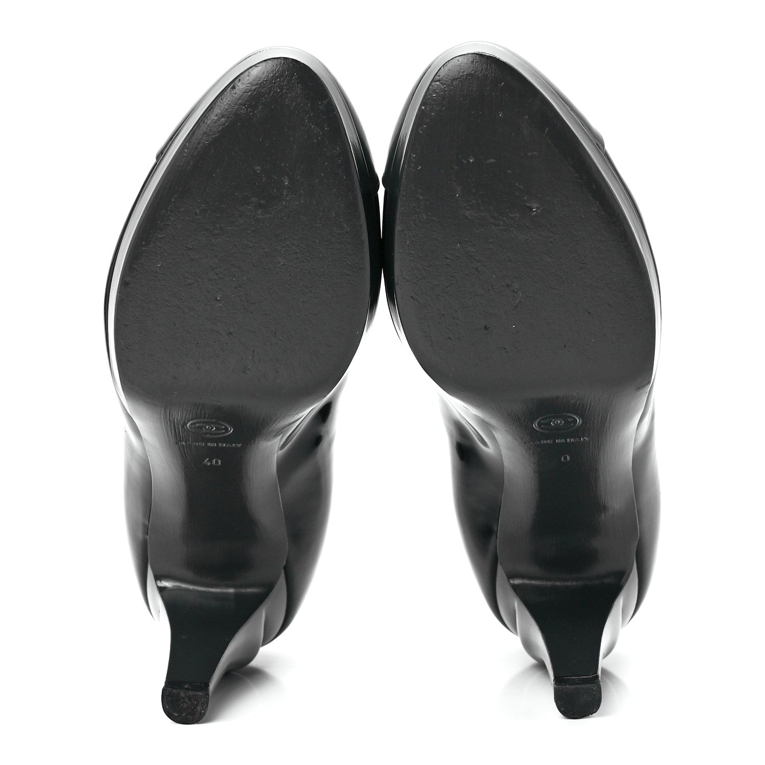 Chanel Patent Cap Toe CC Pumps 40 Black Grey 5 of 9