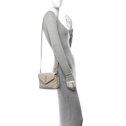 Saint Laurent Calfskin Y Quilted Monogram Toy Loulou Crossbody Bag Crema Soft 2 of 13