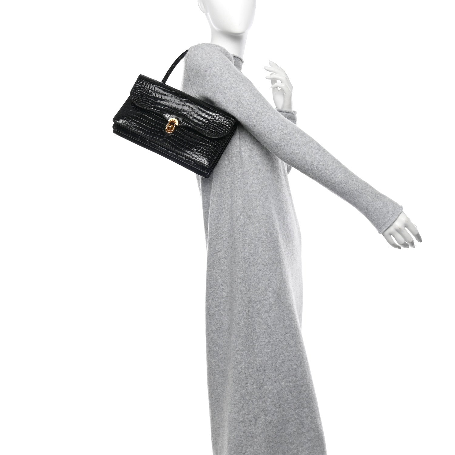 Hermes Shiny Crocodile Sac Cordeliere Black 2 of 10