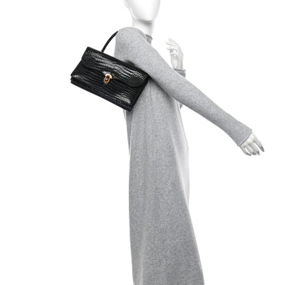 Hermes Shiny Crocodile Sac Cordeliere Black 2 of 10