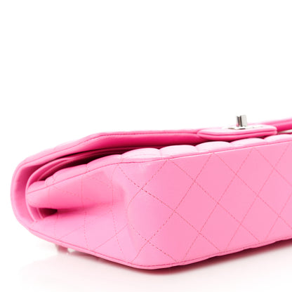 Chanel Lambskin Quilted Medium Double Flap Neon Pink 10 of 11