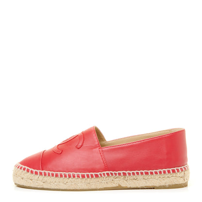 Chanel Lambskin CC Espadrilles 37 Red 1 of 10