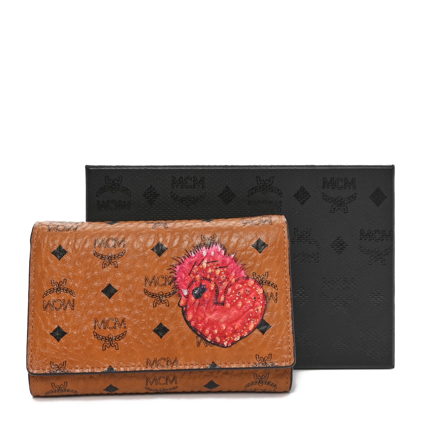Visetos New Year Series Rooster Three-Fold Flap Wallet Cognac