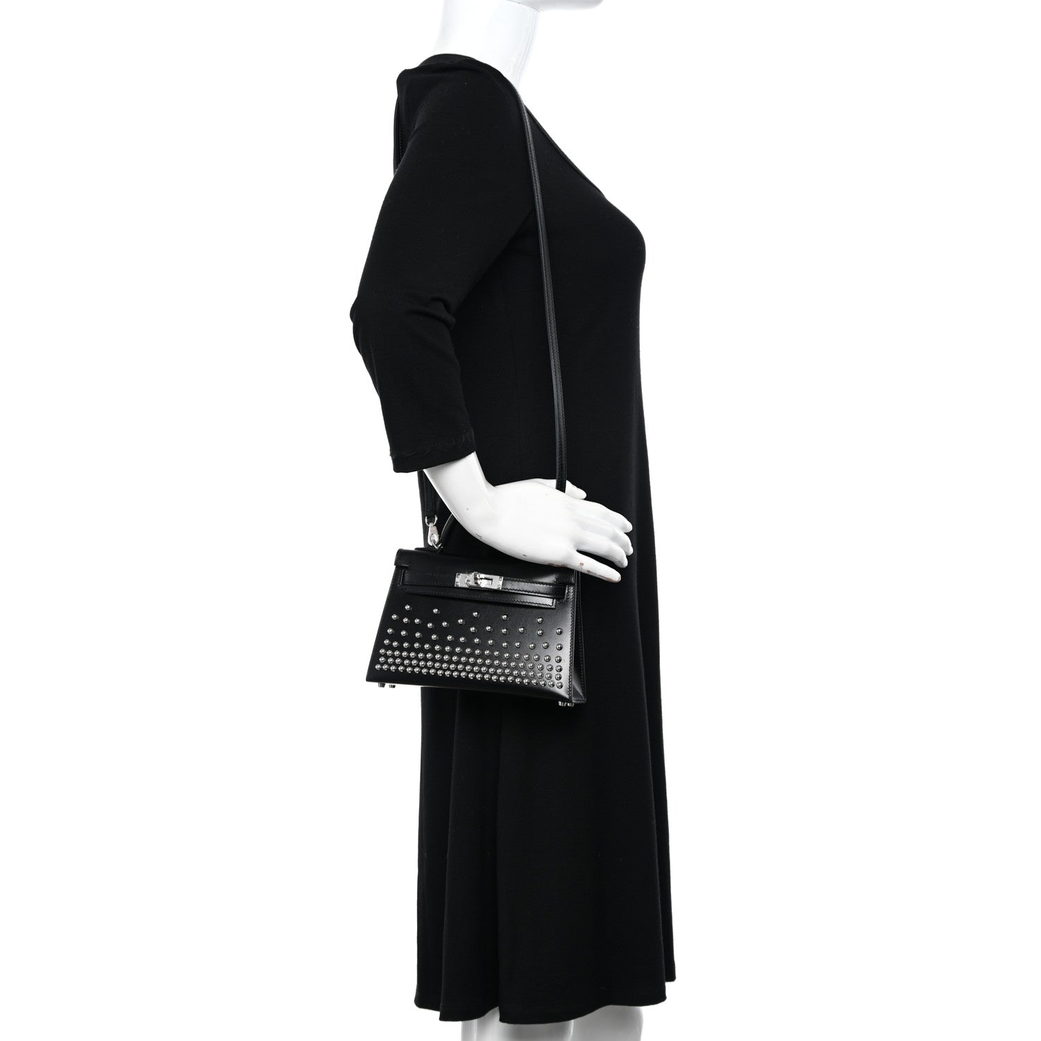 Hermes Box Studded Clouté Mini Kelly Sellier 20 Black 2 of 12