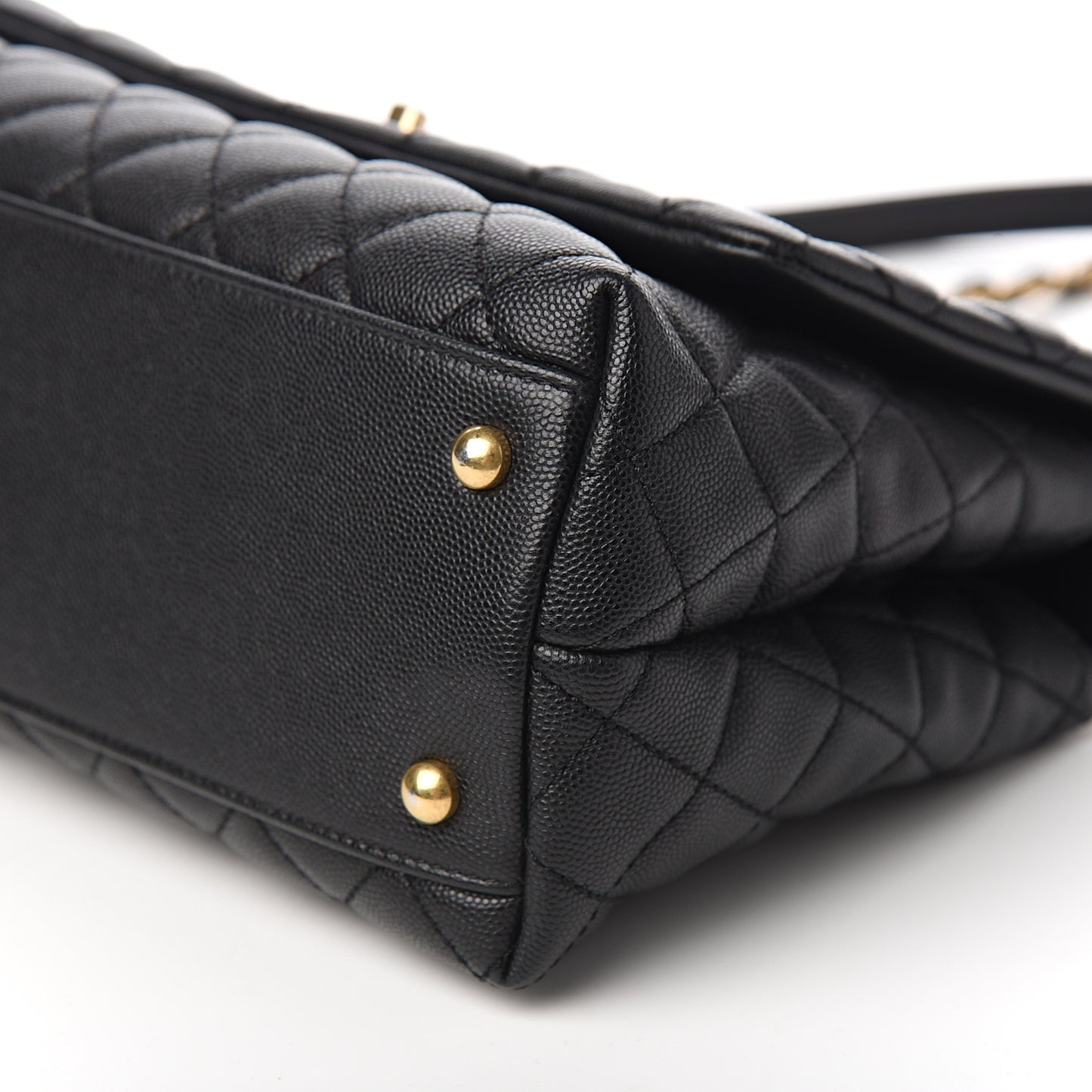 Caviar Quilted Small Coco Handle Flap Black