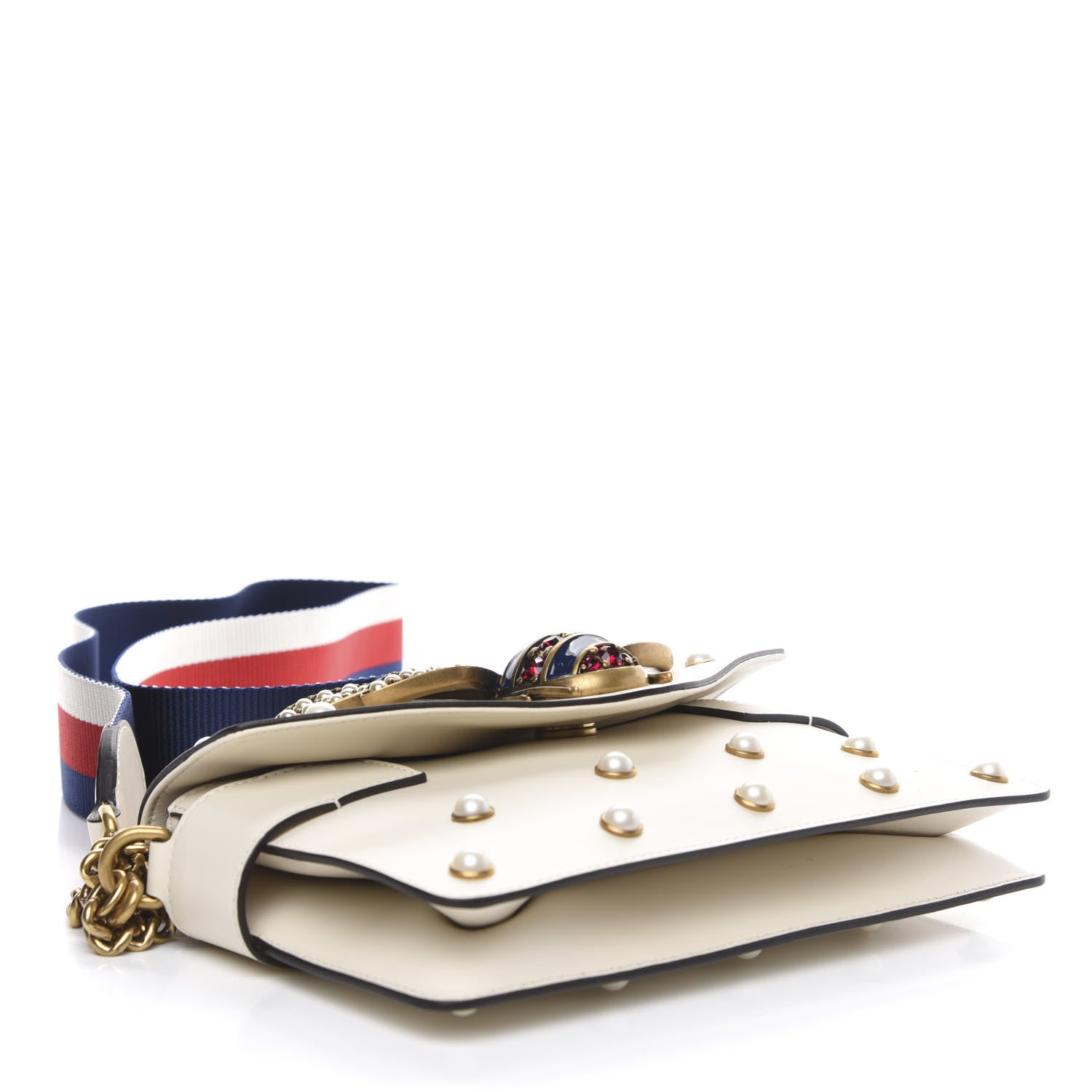 Gucci Nappa Pearl Studded Mini Queen Margaret Broadway Shoulder Bag Mystic White 4 of 12