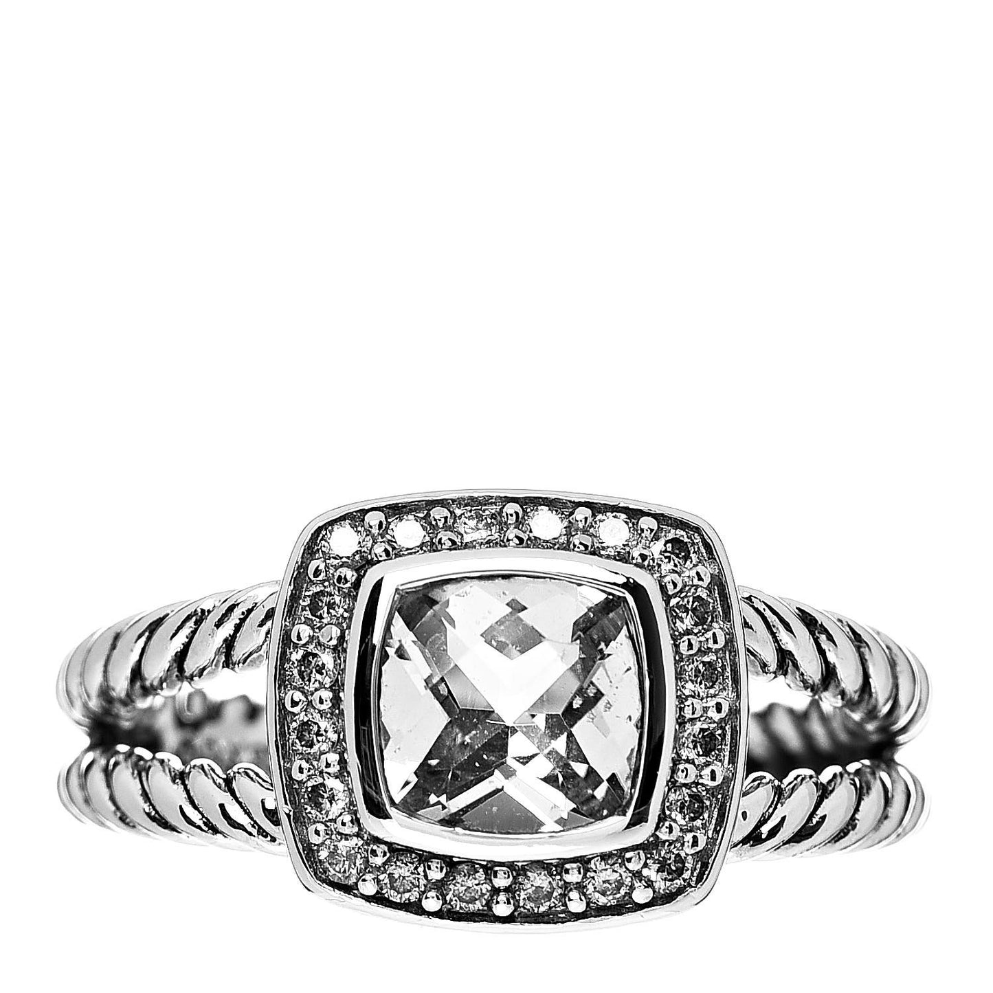 Sterling Silver Diamond White Topaz 7mm Petite Albion Ring 54 7