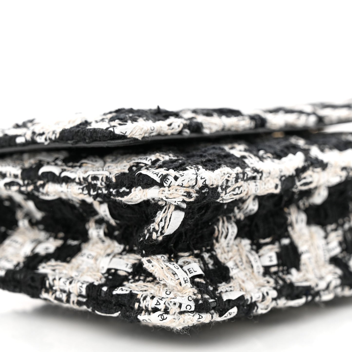 Tweed Quilted Wallet On Chain WOC Black Ecru White