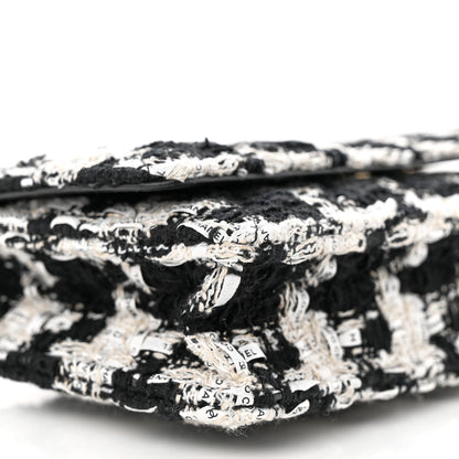 Chanel Tweed Quilted Wallet On Chain WOC Black Ecru White 10 of 11