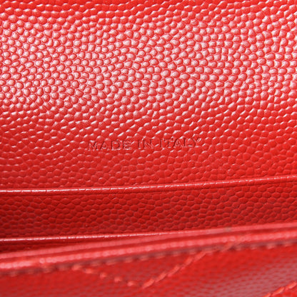 Saint Laurent Grain De Poudre Matelasse Chevron Small Monogram Envelope Wallet Rouge Eros 7 of 11