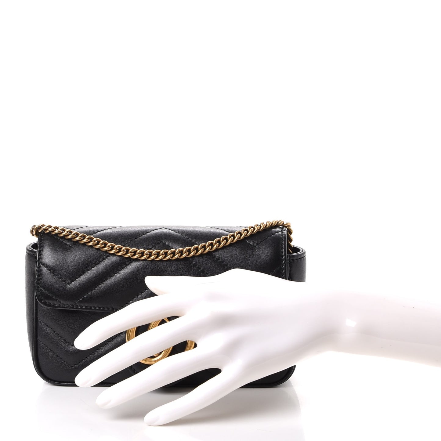 Calfskin Matelasse Super Mini GG Marmont Shoulder Bag Black