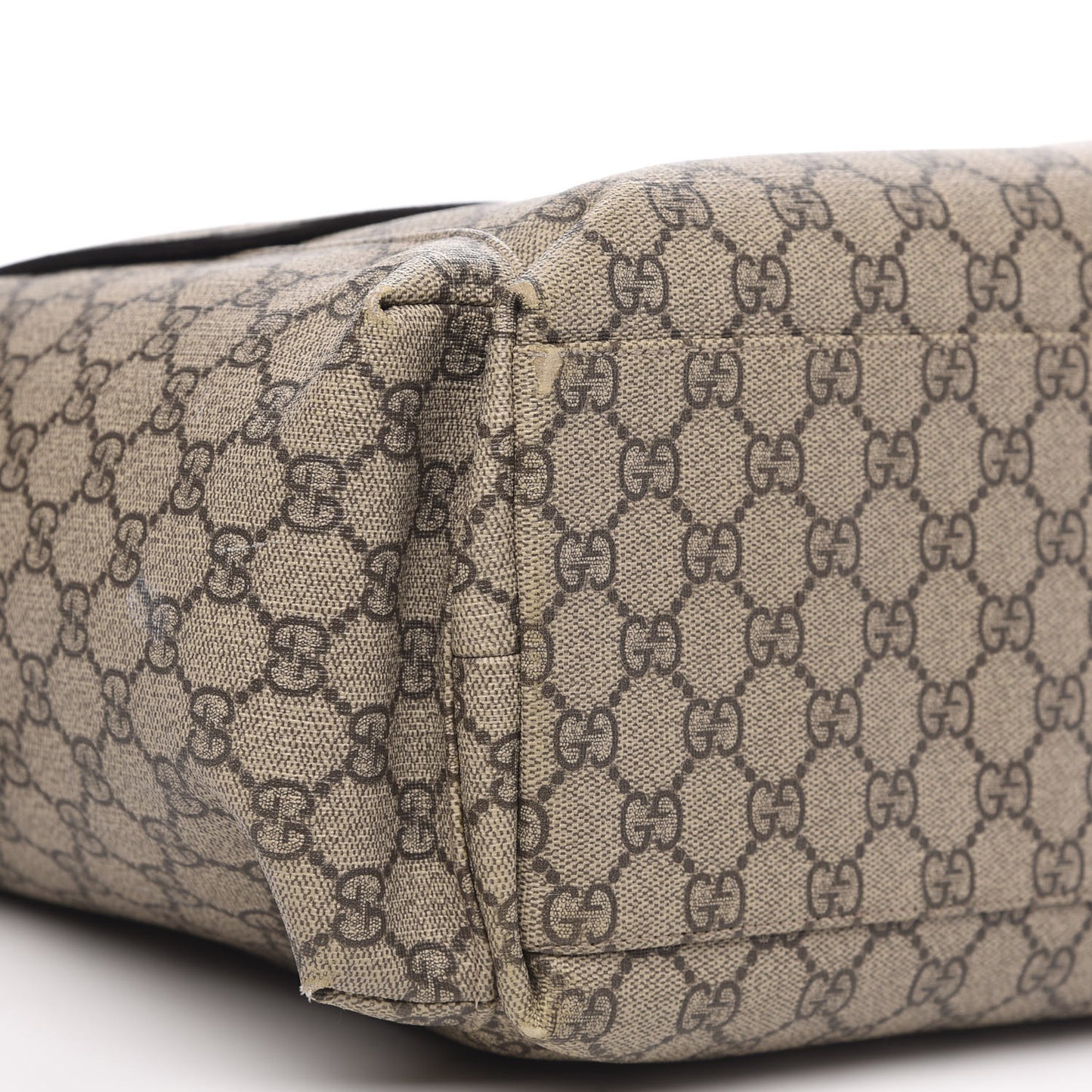 GG Supreme Monogram Selleria Calfskin Messenger Diaper Bag Beige Ebony Cocoa Dark Chocolate