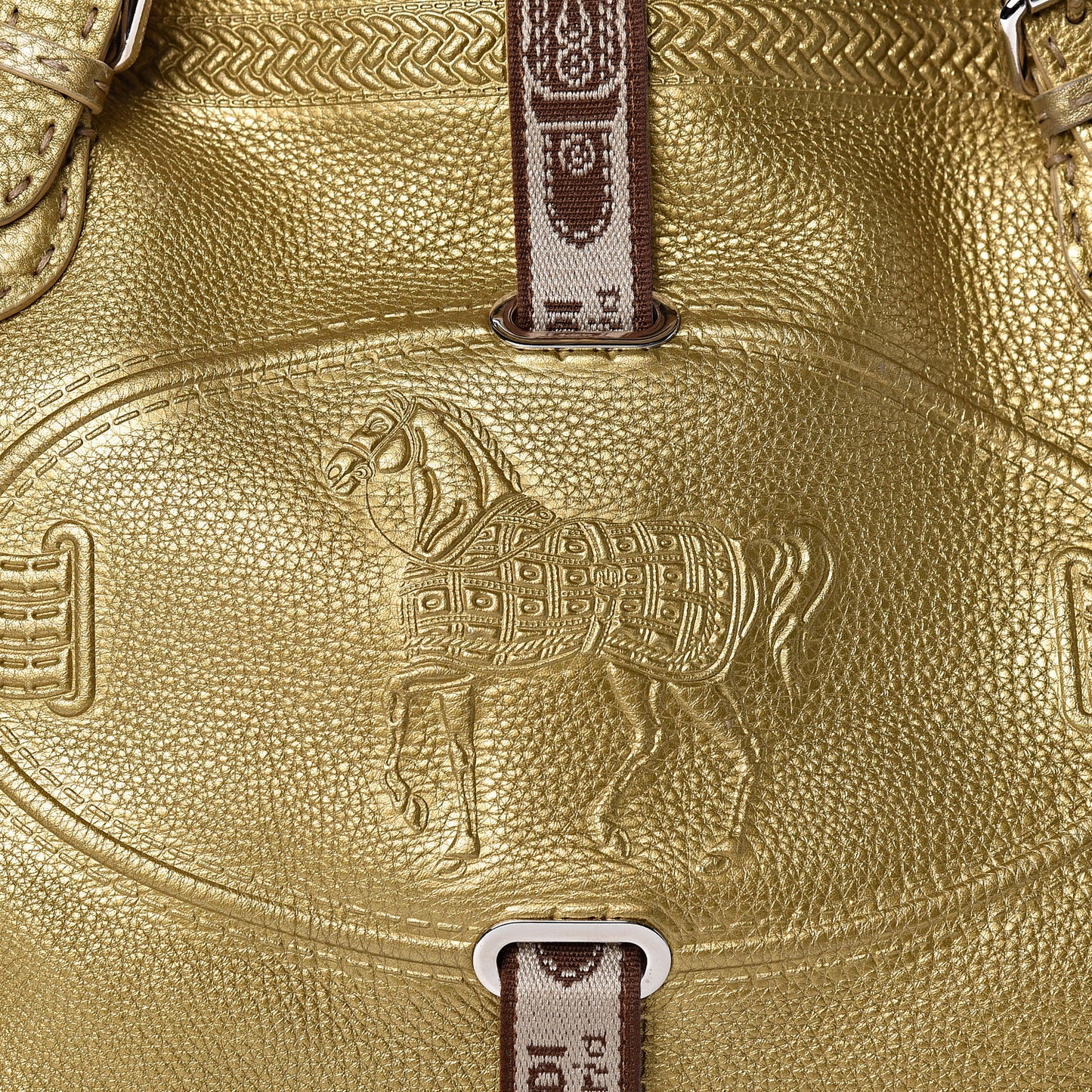Calfskin Romano Selleria Large Villa Borghese Tote Gold