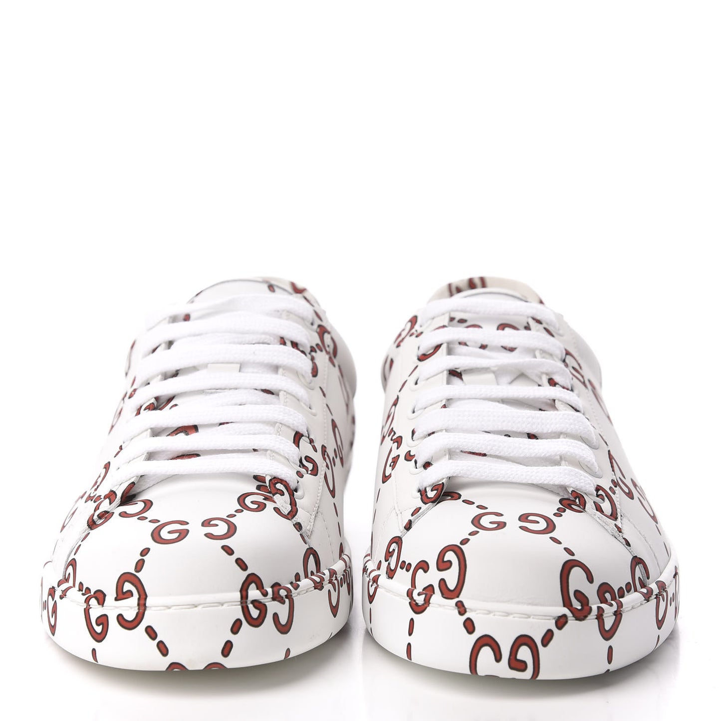Calfskin GucciGhost Print Mens Ace Sneakers 10 White Hibiscus Red