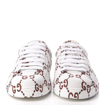 Gucci Calfskin GucciGhost Print Mens Ace Sneakers 10 White Hibiscus Red 3 of 9