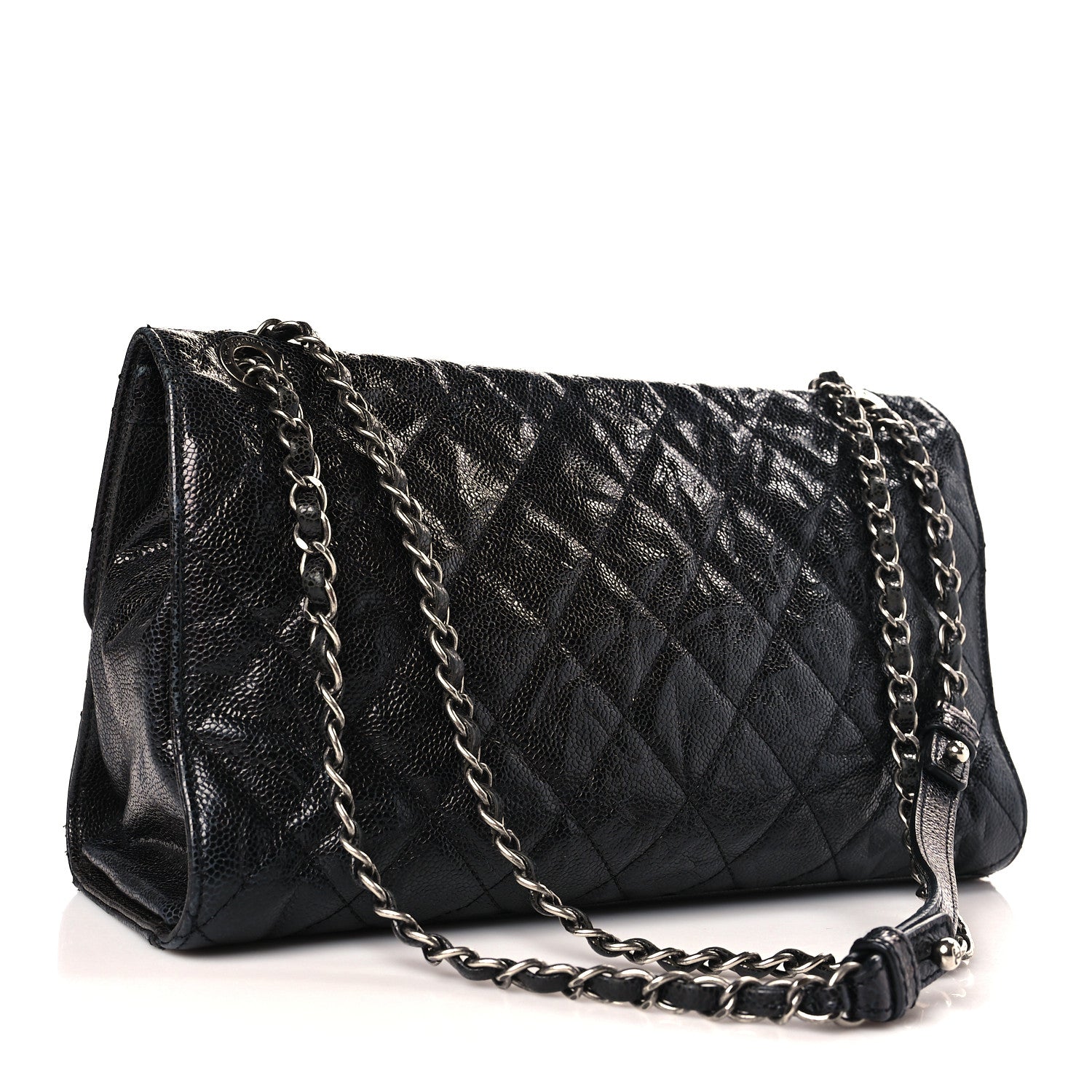Chanel Crumpled Grained Calfskin Jumbo CC Crave Flap Black 3 of 13