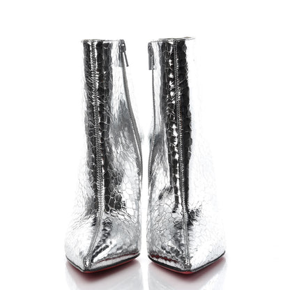 Christian Louboutin Calfskin Craquele So Kate Booty 110 Ankle Boots 38 Silver 2 of 8