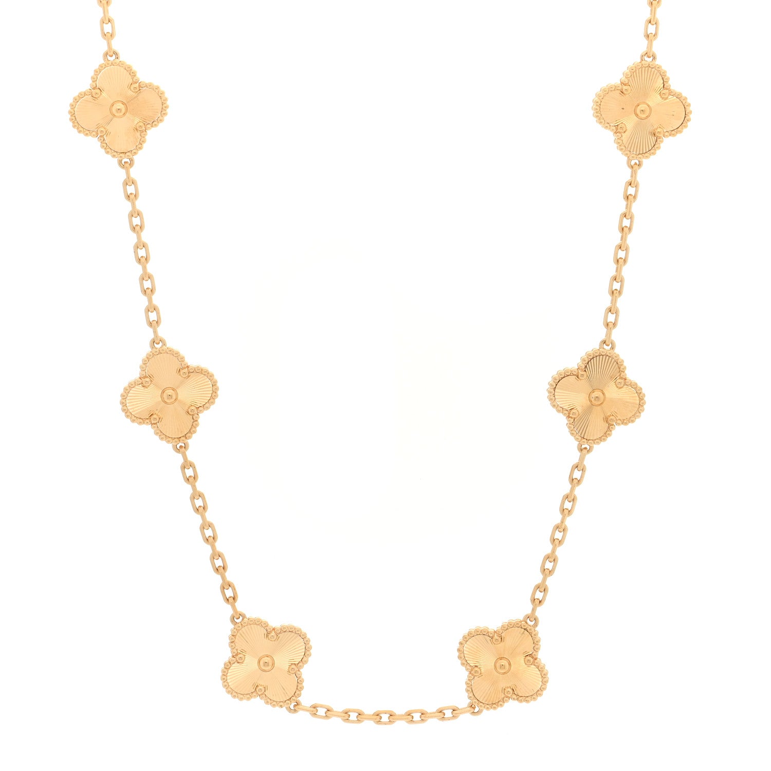 Van Cleef & Arpels 18K Yellow Gold 10 Motifs Guilloche Vintage Alhambra Necklace 1 of 4