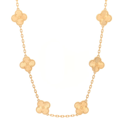 Van Cleef & Arpels 18K Yellow Gold 10 Motifs Guilloche Vintage Alhambra Necklace 1 of 4