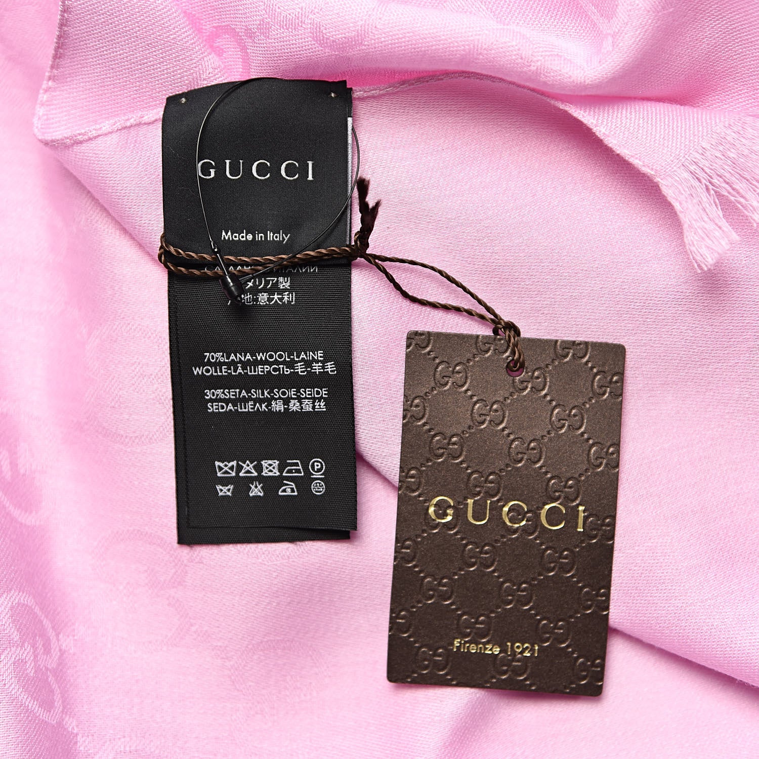 Gucci Wool Silk GG Monogram GGNat Scarf Rose 4 of 4