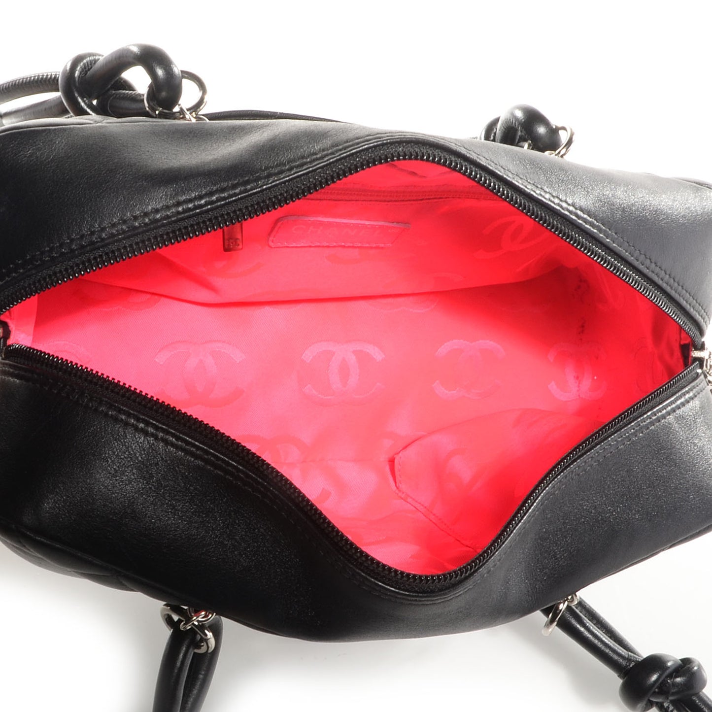 Calfskin Quilted Large Cambon Bowler Black White