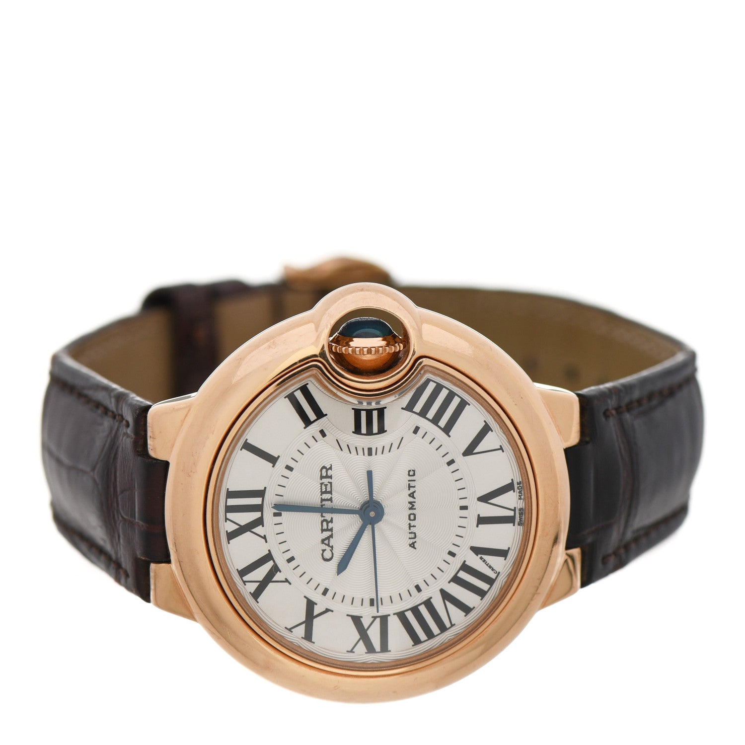 Cartier 18K Pink Gold Alligator 33mm Ballon Bleu De Cartier Automatic Watch 2 of 5