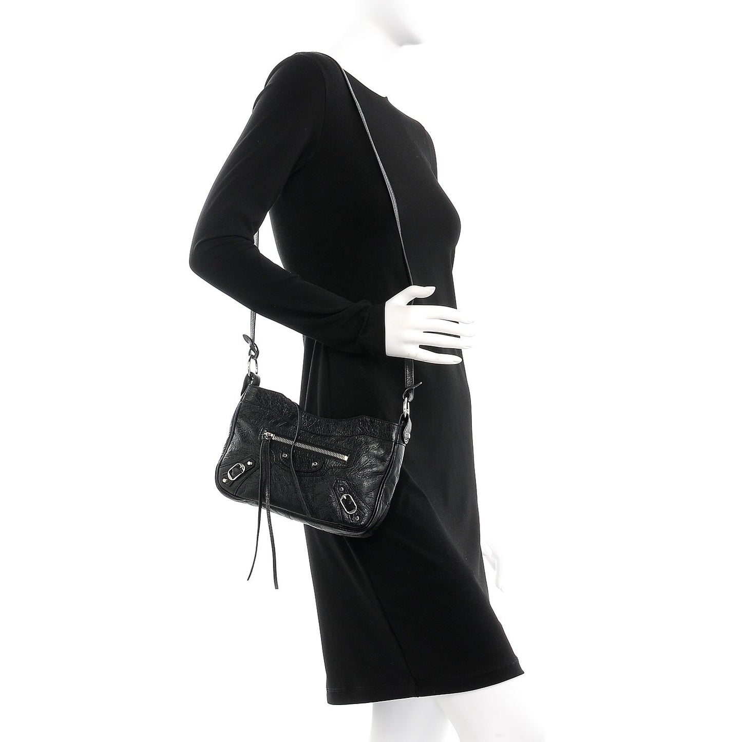 Agneau Classic Silver Hardware Hip Black