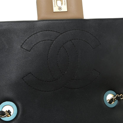 Chanel Calfskin Quilted Medium Graphic Flap Beige Black 12 of 15