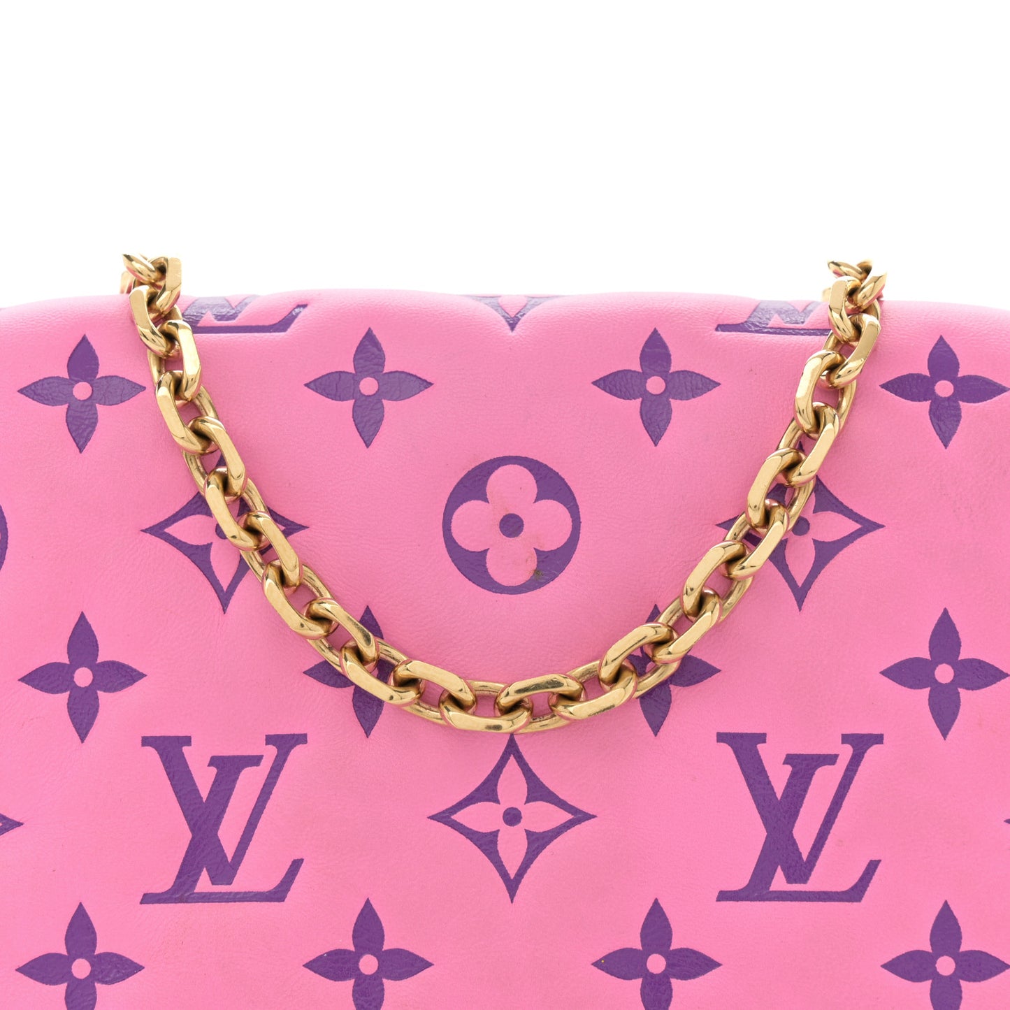 Lambskin Embossed Monogram Vuittamins Pochette Coussin Rose Violet