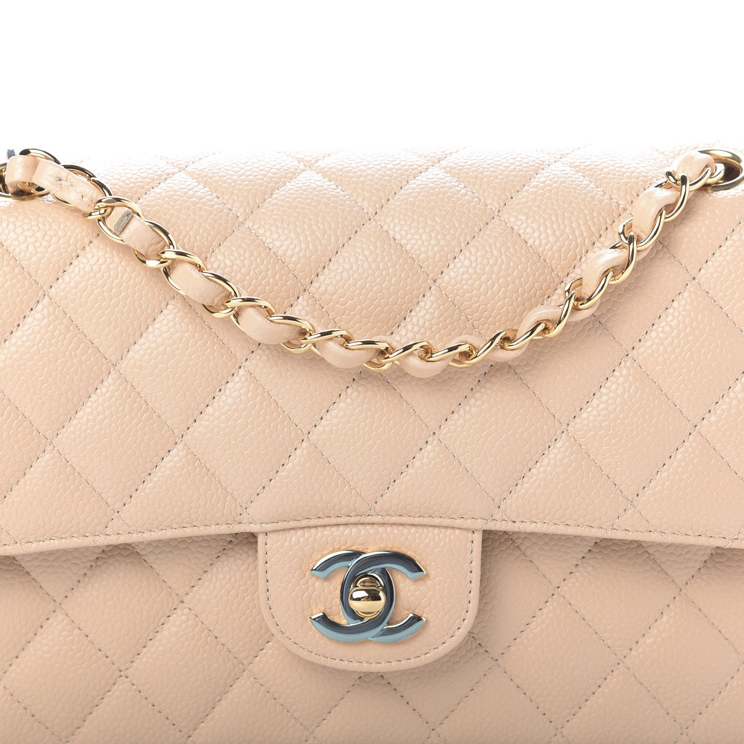 Chanel Caviar Quilted Medium Double Flap Beige 11 of 12