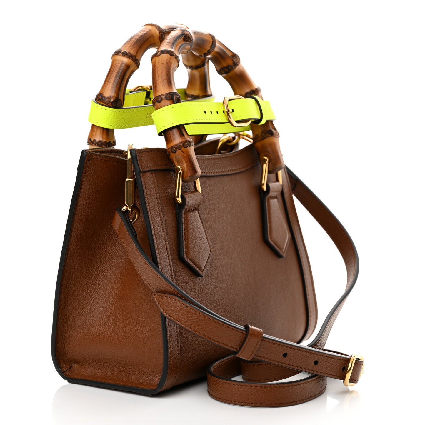 Wonka Grain Calfskin Mini Diana Tote Bag Cuir Yellow Fluo