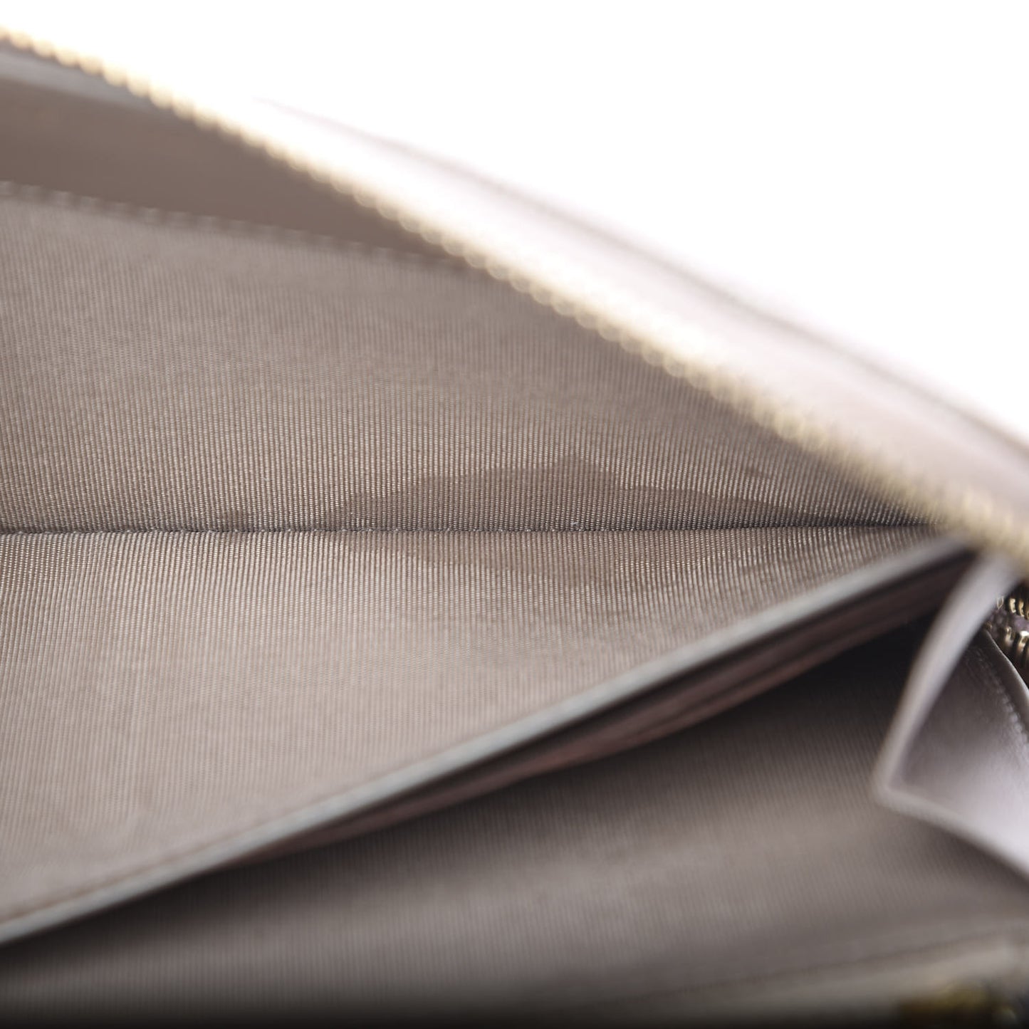 Iridescent Caviar Quilted Long Zip Around Wallet Beige