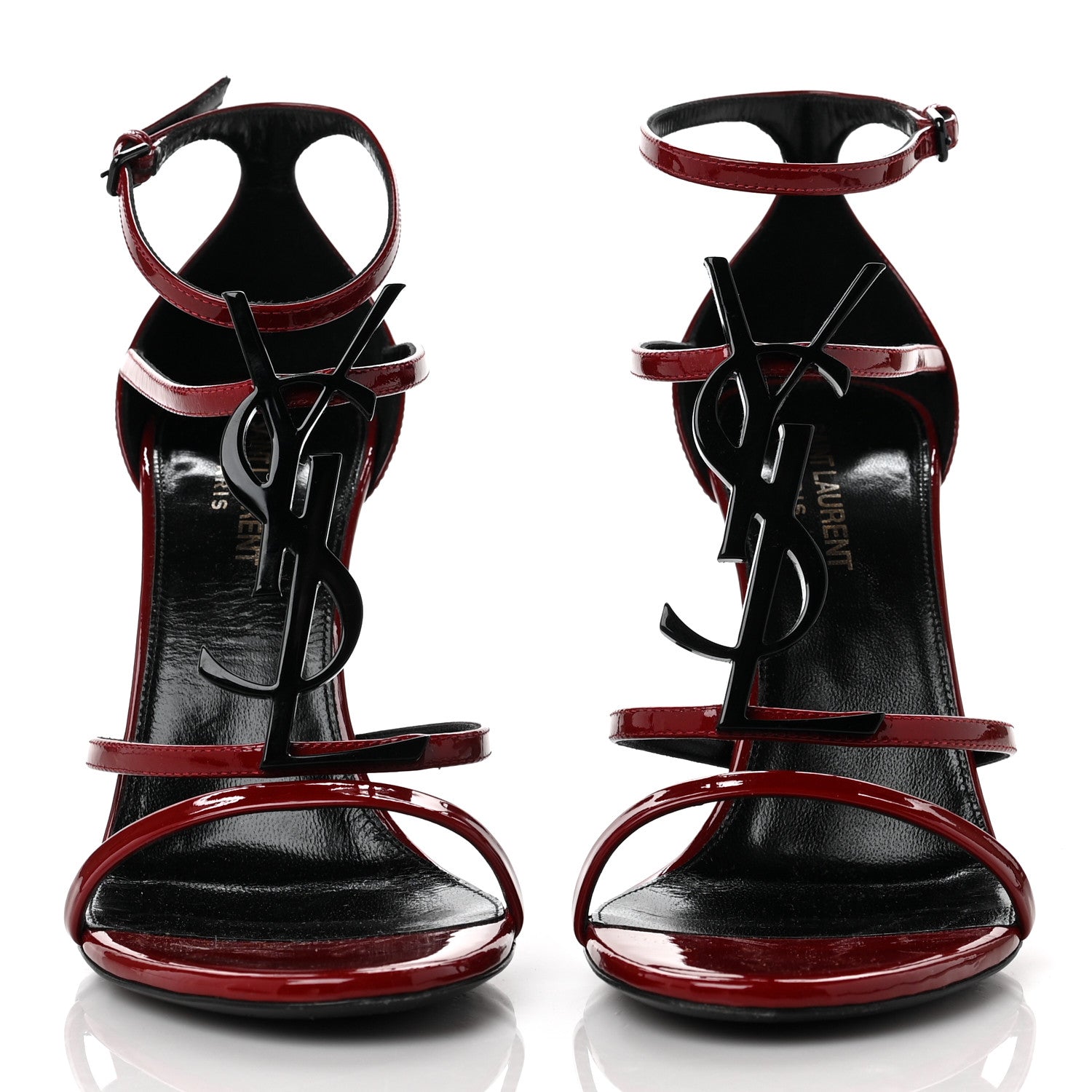 Saint Laurent Patent Calfskin Cassandra 100 Sandals 38.5 Red Laquer 2 of 11